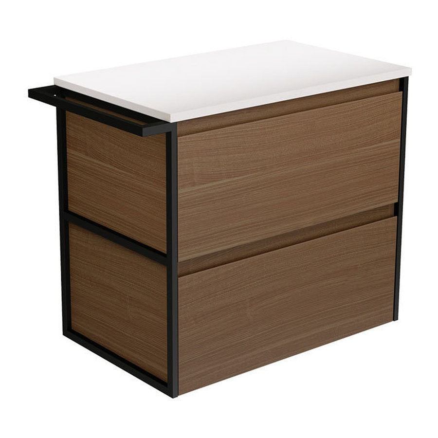 Fienza Amato Walnut 750 Wall-Hung Cabinet, 1 Frame & 1 Towel Rail