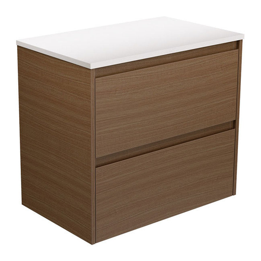 Fienza Amato Walnut 750 Wall Hung Cabinet, Walnut Panels