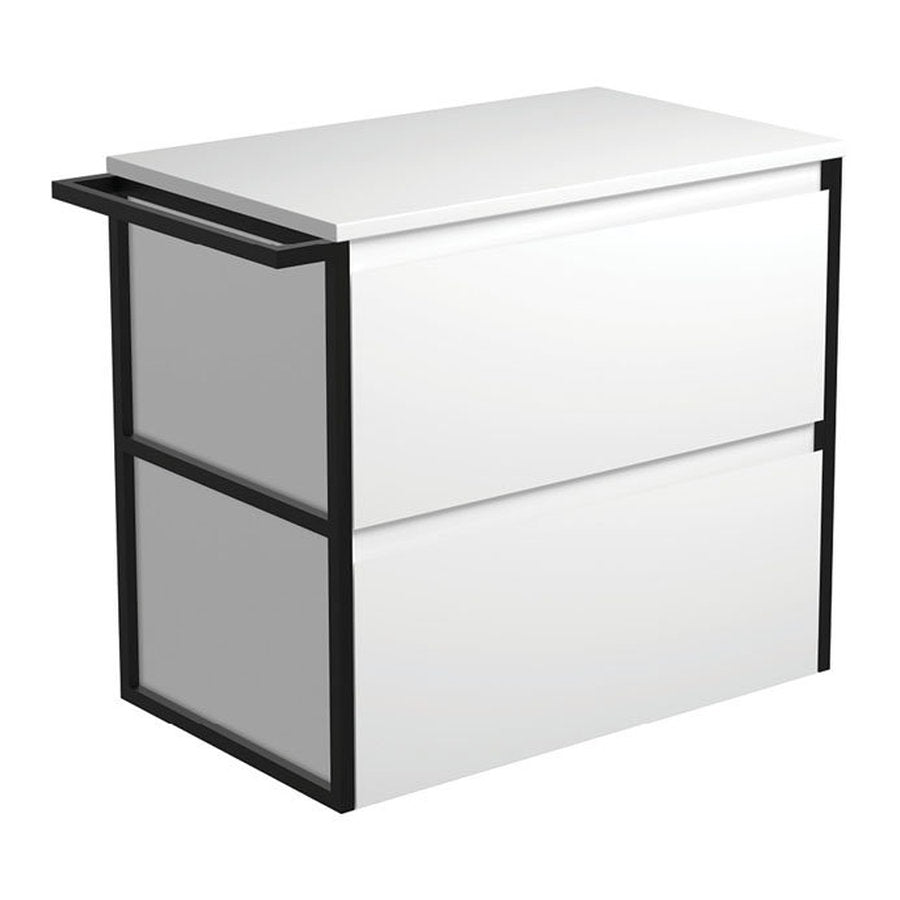 Fienza Amato Satin White 750 Wall-Hung Cabinet, 1 Frame & 1 Towel Rail