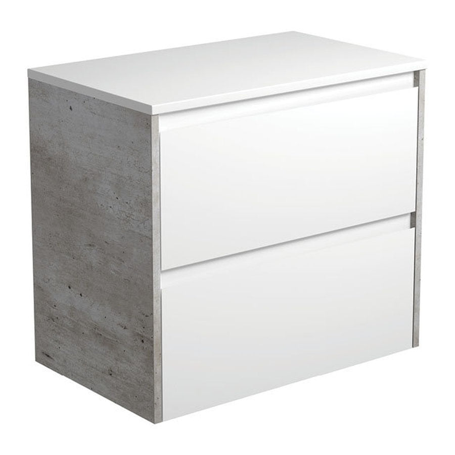Fienza Amato Satin White 750 Wall-Hung Cabinet, Industrial Panels