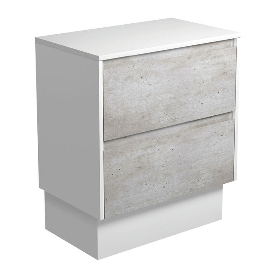 Fienza Amato Industrial 750 Cabinet On Kickboard, Satin White Panels