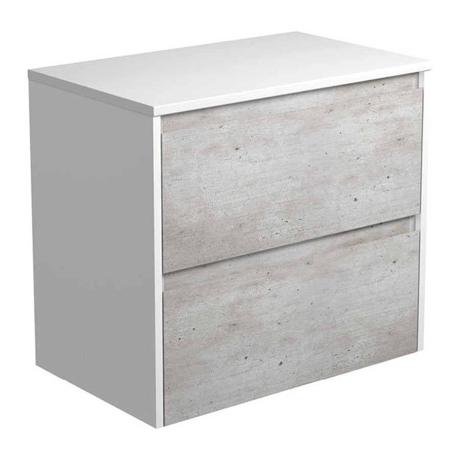 Fienza Amato Industrial 750 Wall-Hung Cabinet, Satin White Panels
