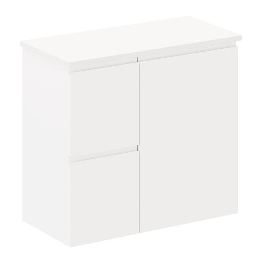 Fienza Siska 750mm Ensuite Depth Wall Hung Cabinet, Left Drawers