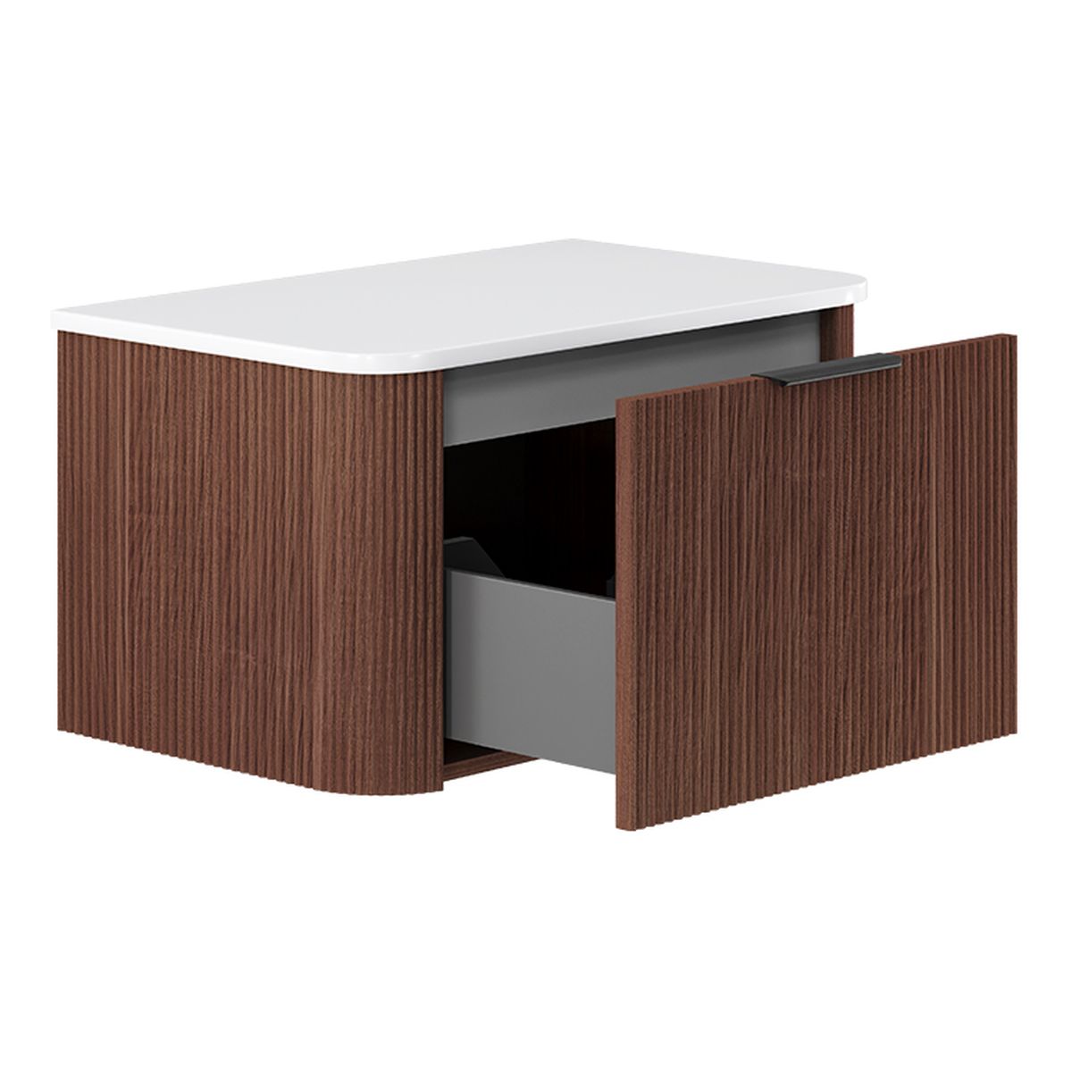 Fienza Minka Curved Walnut 750 Wall Hung Cabinet