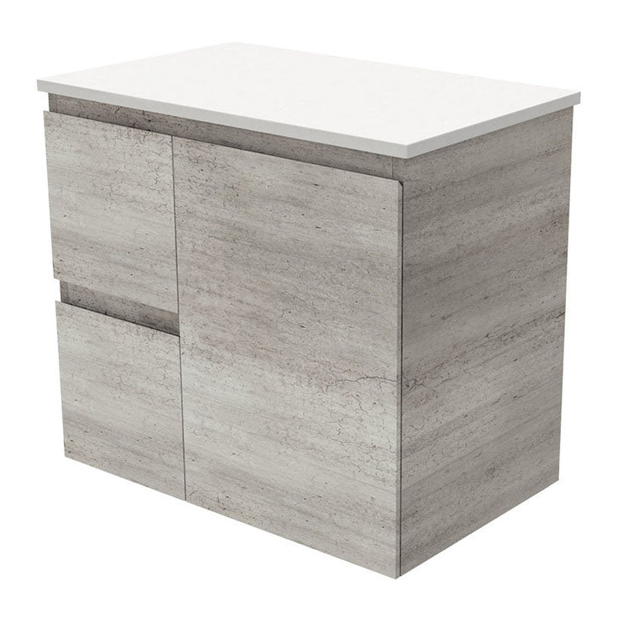 Fienza Edge Industrial 750 Wall-Hung Cabinet, Left Hand Drawers