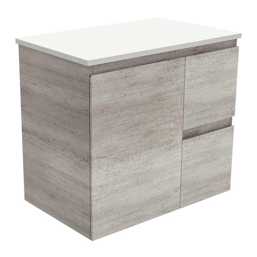 Fienza Edge Industrial 750 Wall-Hung Cabinet, Right Hand Drawers