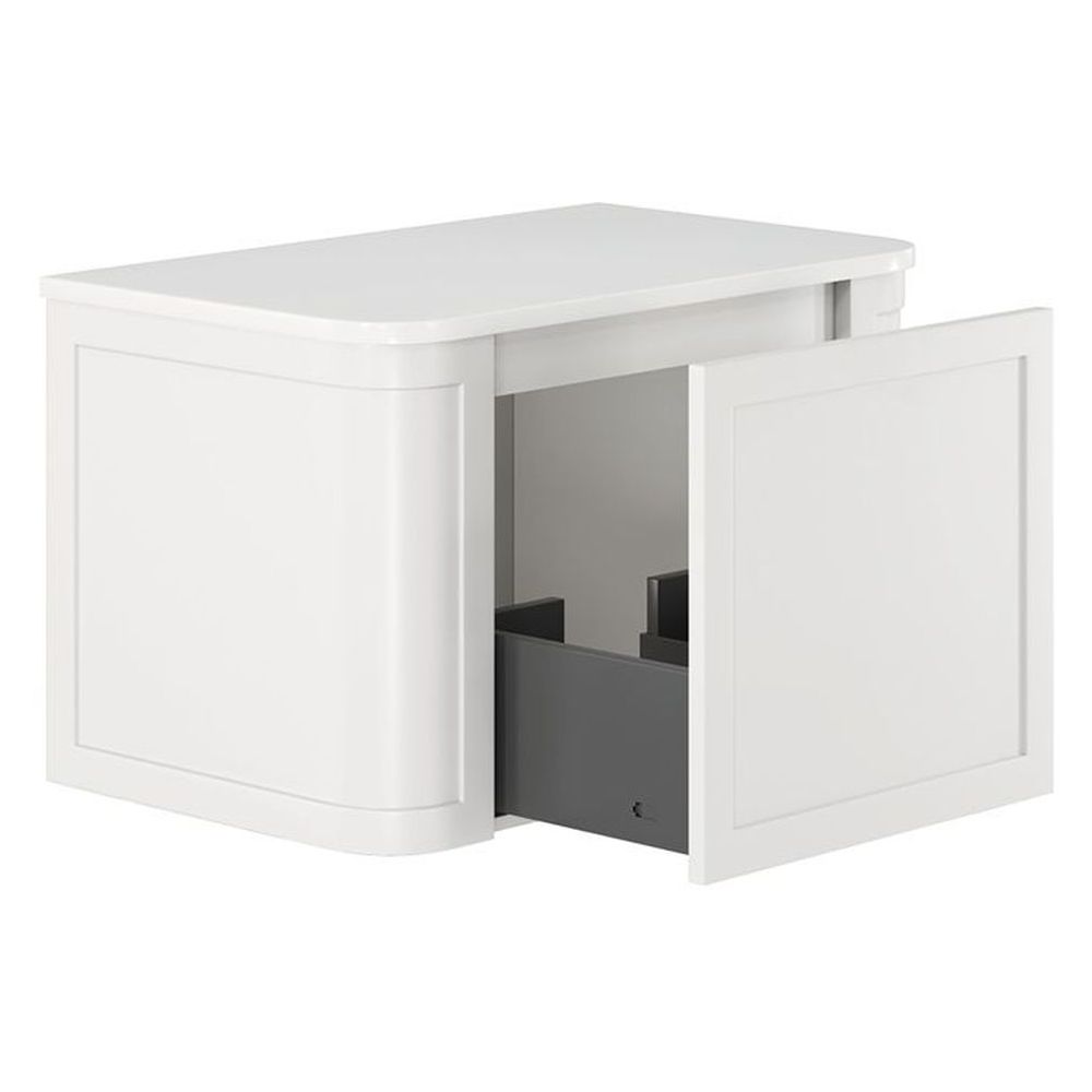 Mila Curved Satin White 750 Wall Hung Cabinet
