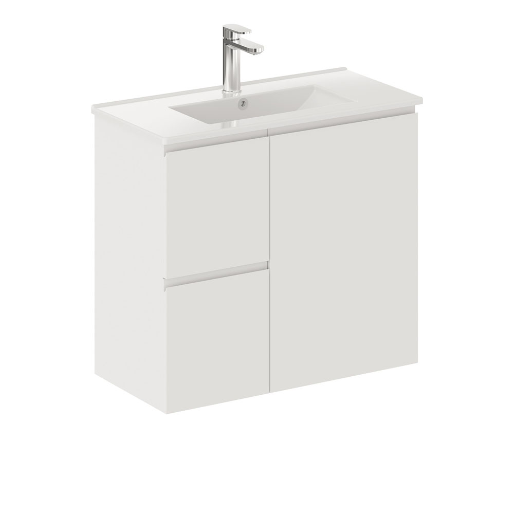 Siska Slim 750 Wall-Hung Vanity, Left Drawers - 1 Taphole