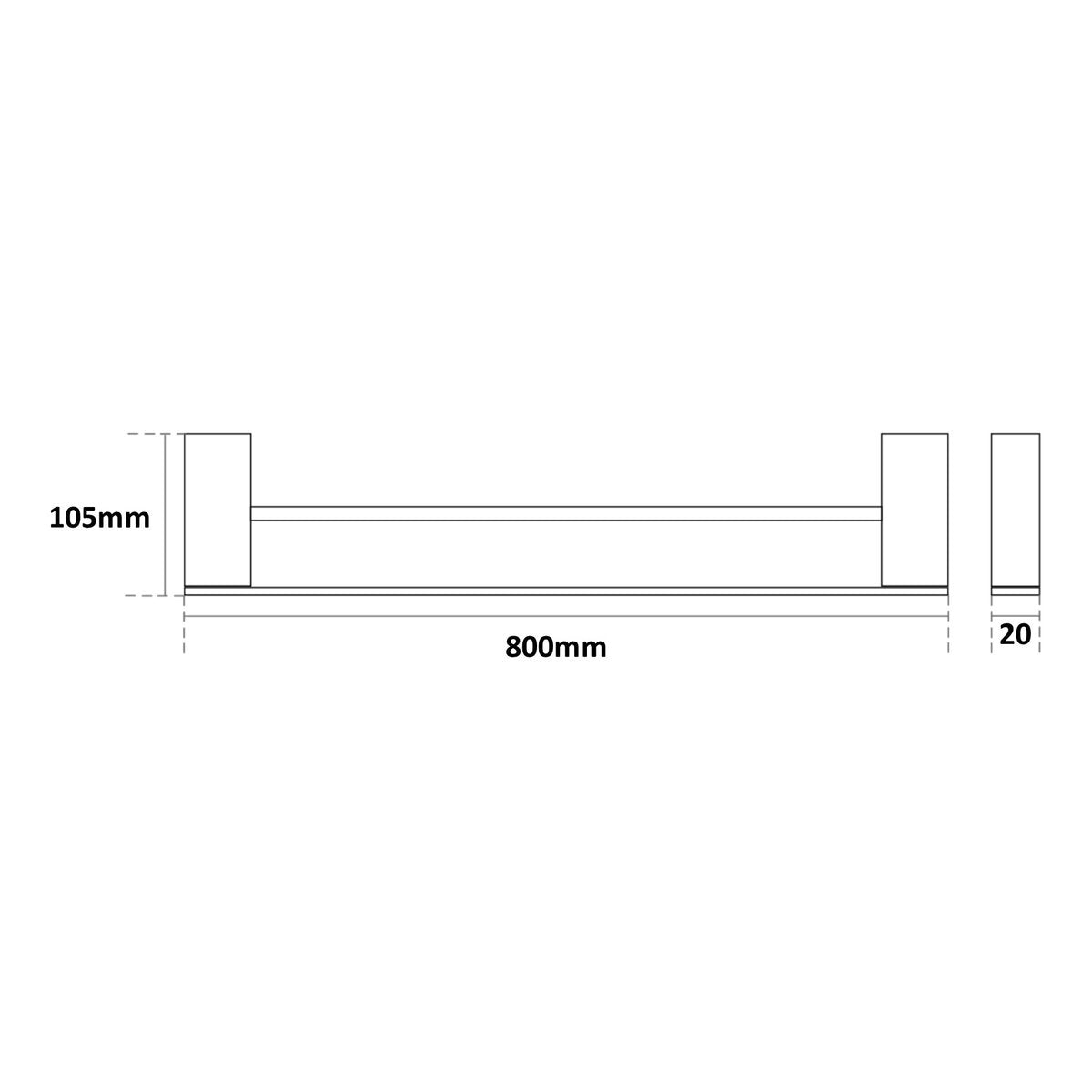 MIllennium Zoya Double Towel Rail 800mm, Gun Metal