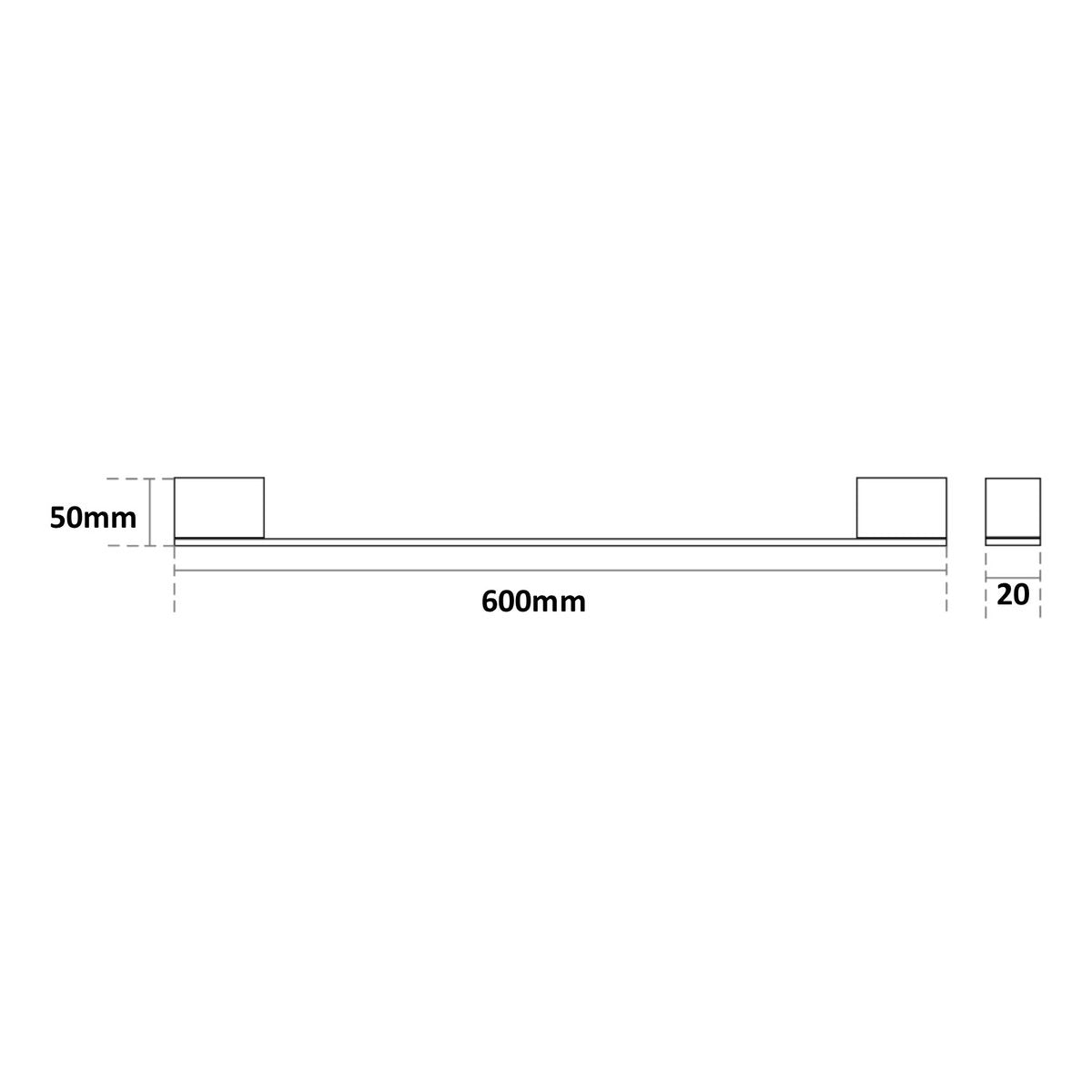 MIllennium Zoya Single Towel Rail 600mm, Gun Metal
