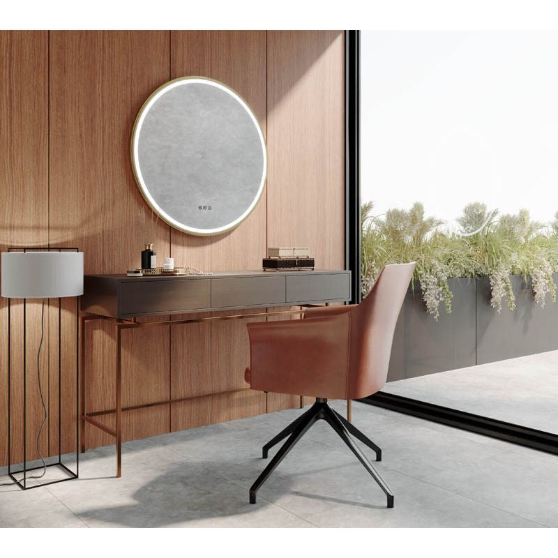 Sphere 800 LED Mirror with Portable Magnifier - Baltic Brass