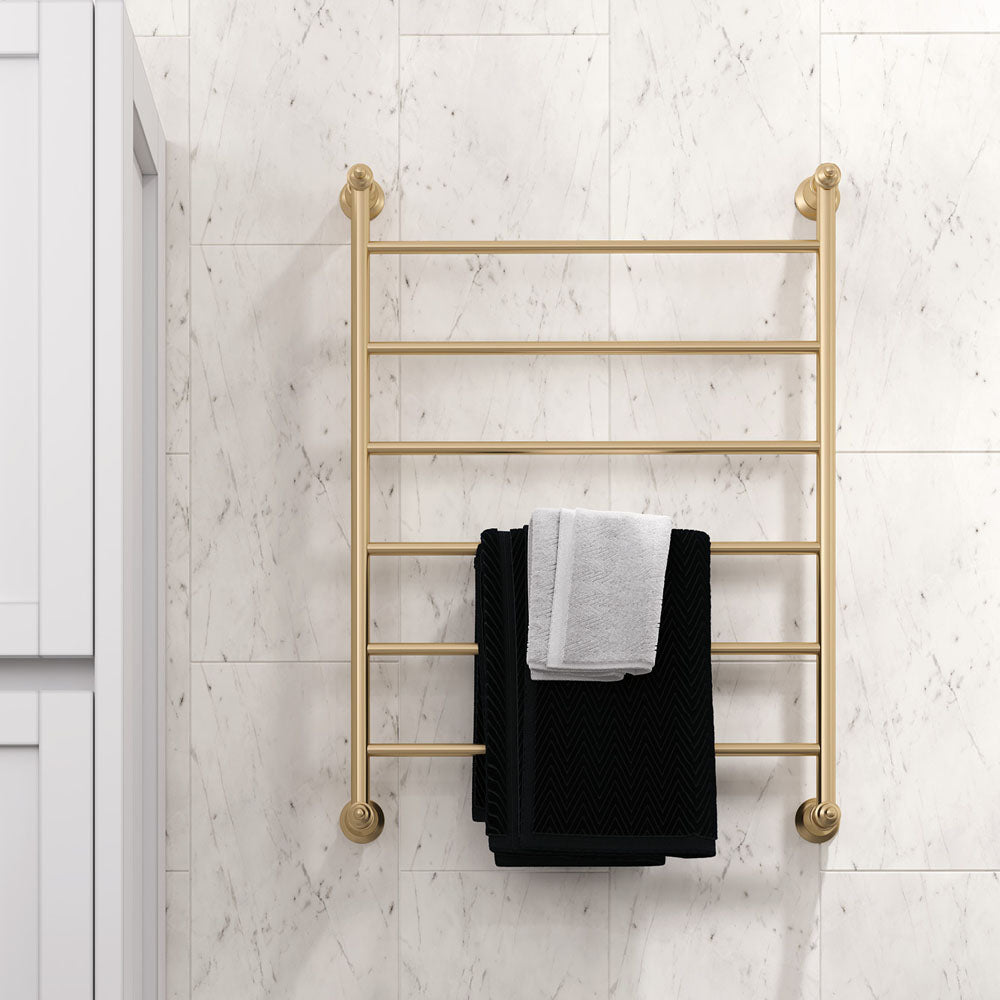 Fienza Lillian Heated Towel Rail, 600 x 800mm, Urban Brass