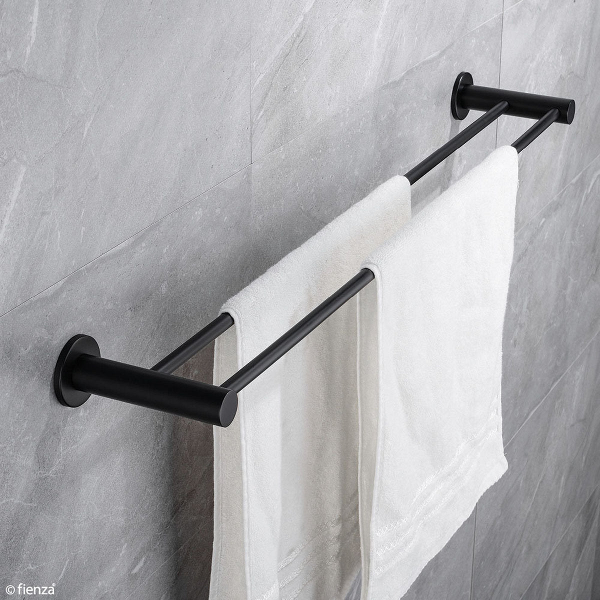 Fienza Hustle Double Towel Rail, Matte Black