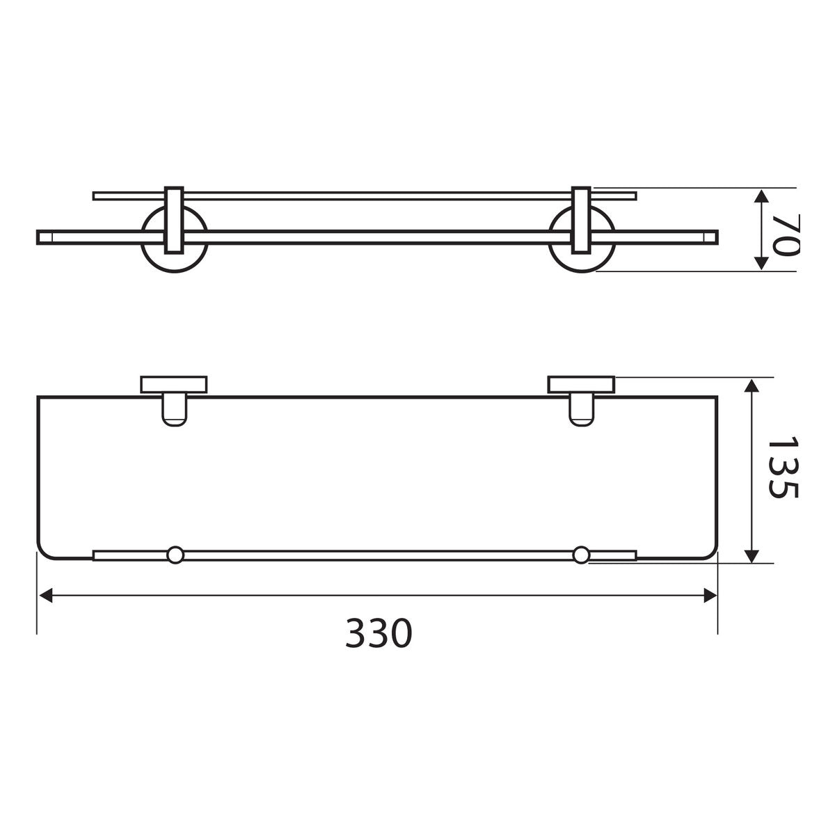 Fienza Michelle Glass Shelf, 330mm