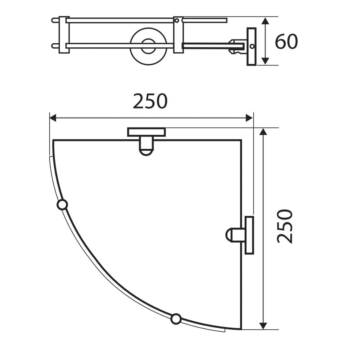 Fienza Michelle Glass Corner Shelf, 250mm
