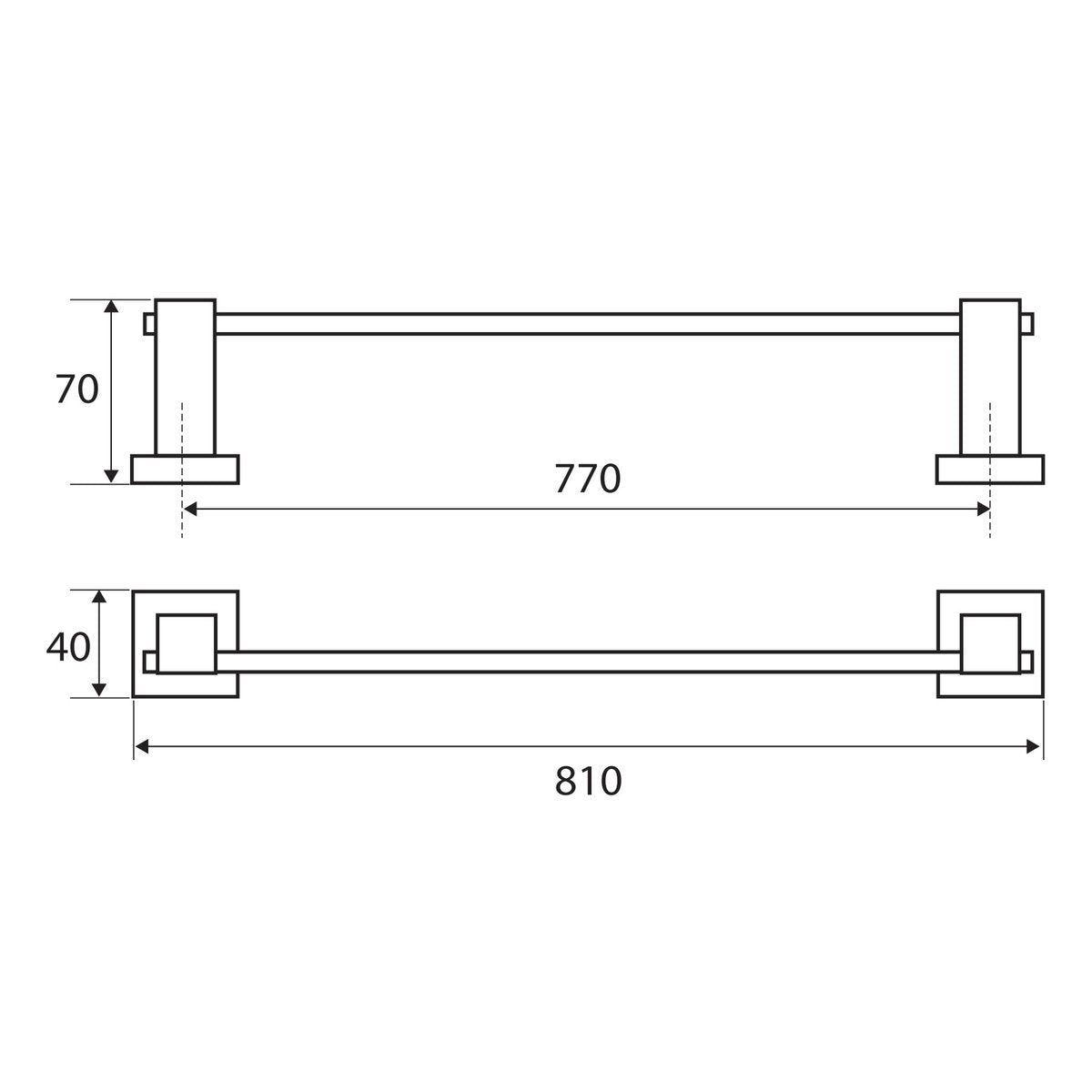 Fienza Modena Single Towel Rail, 800mm