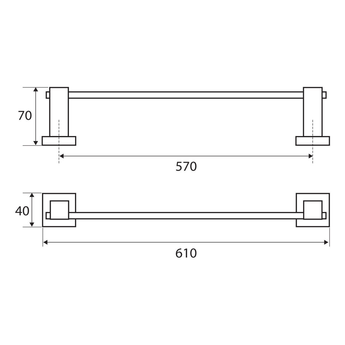Fienza Modena Single Towel Rail, 600mm