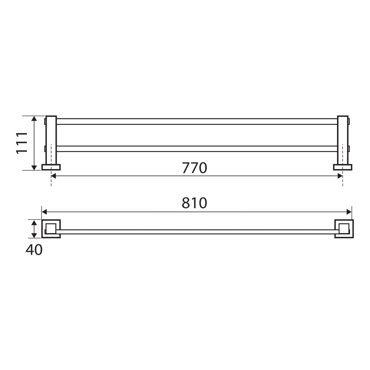 Fienza Modena Double Towel Rail, 800mm