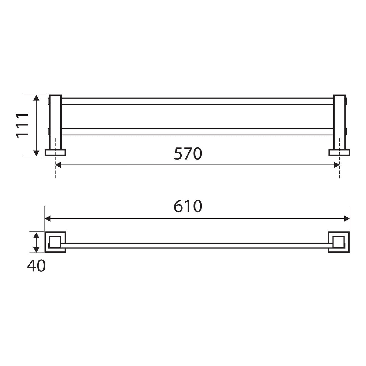 Fienza Modena Double Towel Rail, 600mm