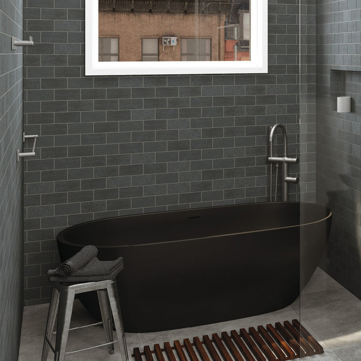 Fienza Sansa Single Towel Rail, 900mm, Gun Metal