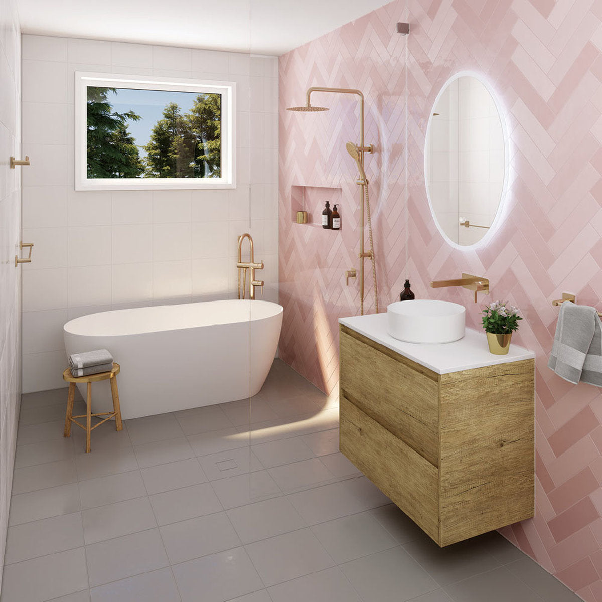Fienza Sansa Single Towel Rail, 900mm, Urban Brass