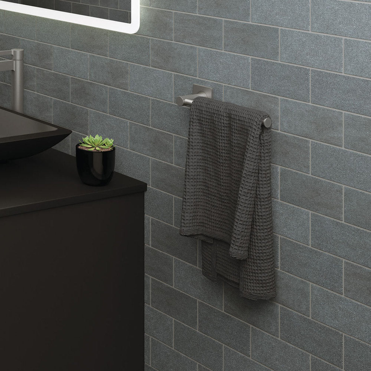 Fienza Sansa Hand Towel Rail/Toilet Roll Holder, Gun Metal