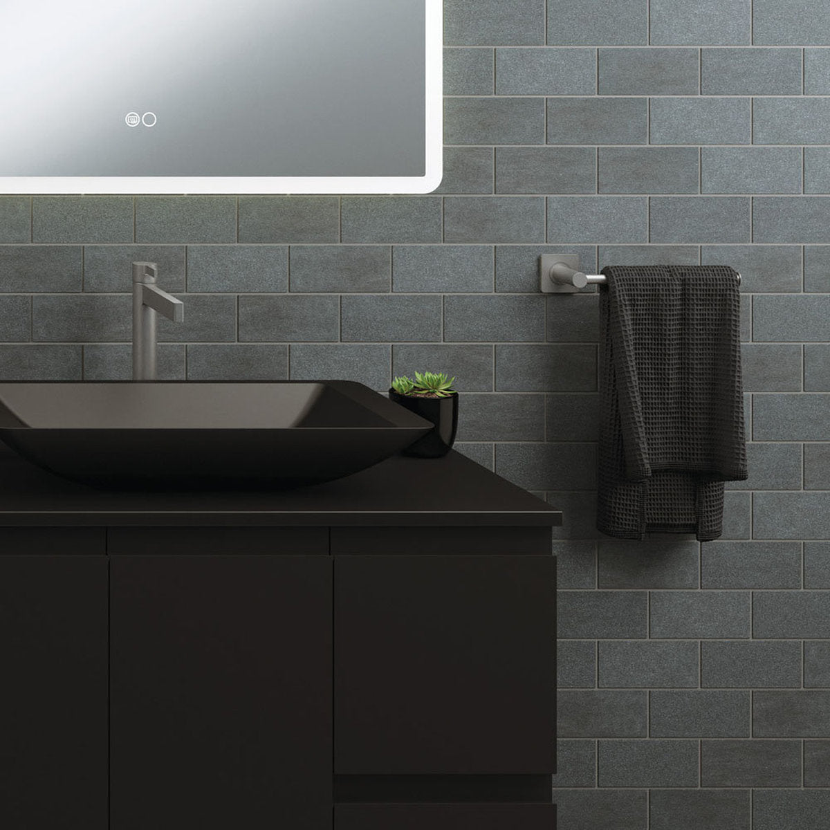 Fienza Sansa Hand Towel Rail/Toilet Roll Holder, Gun Metal