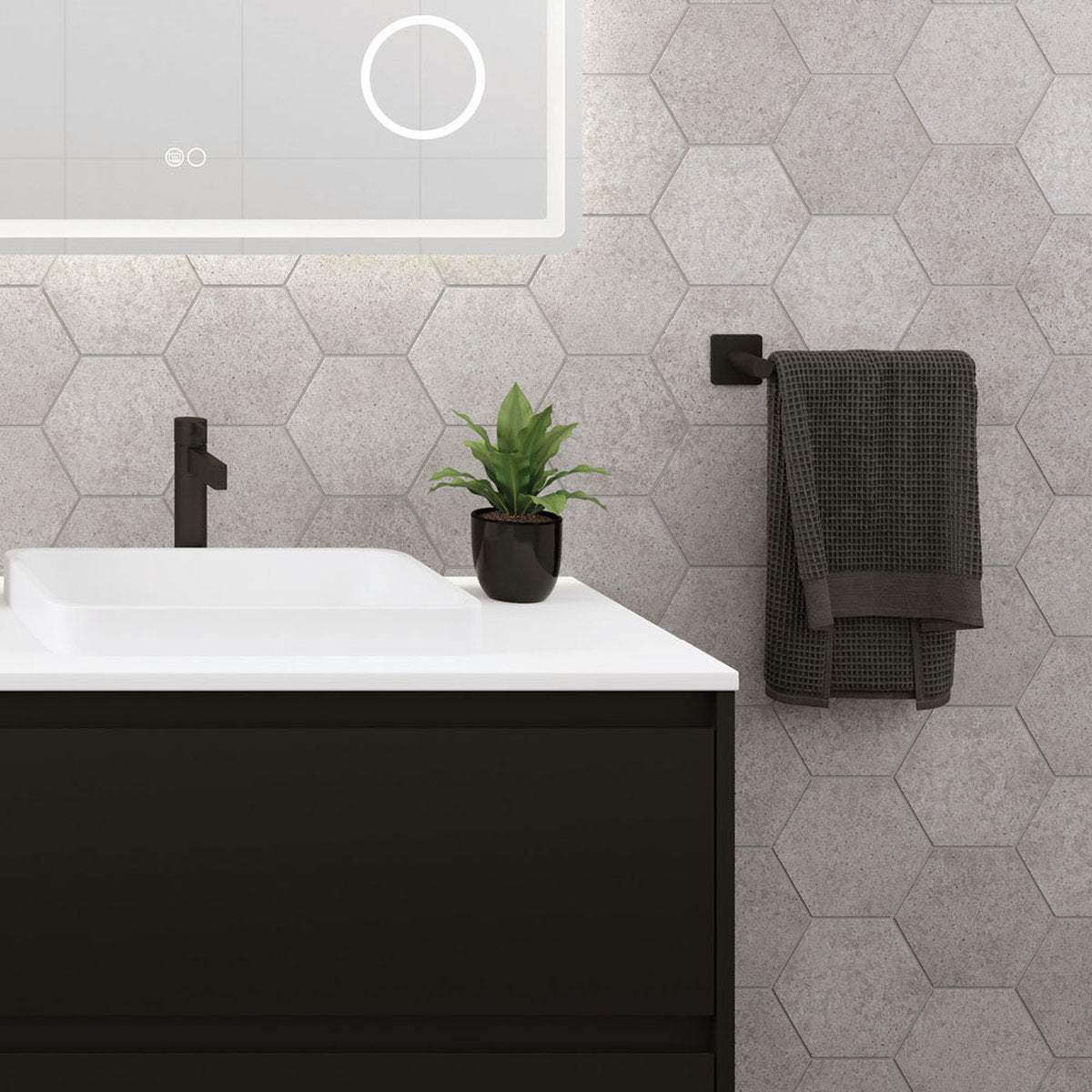 Fienza Sansa Hand Towel Rail/Toilet Roll Holder, Matte Black