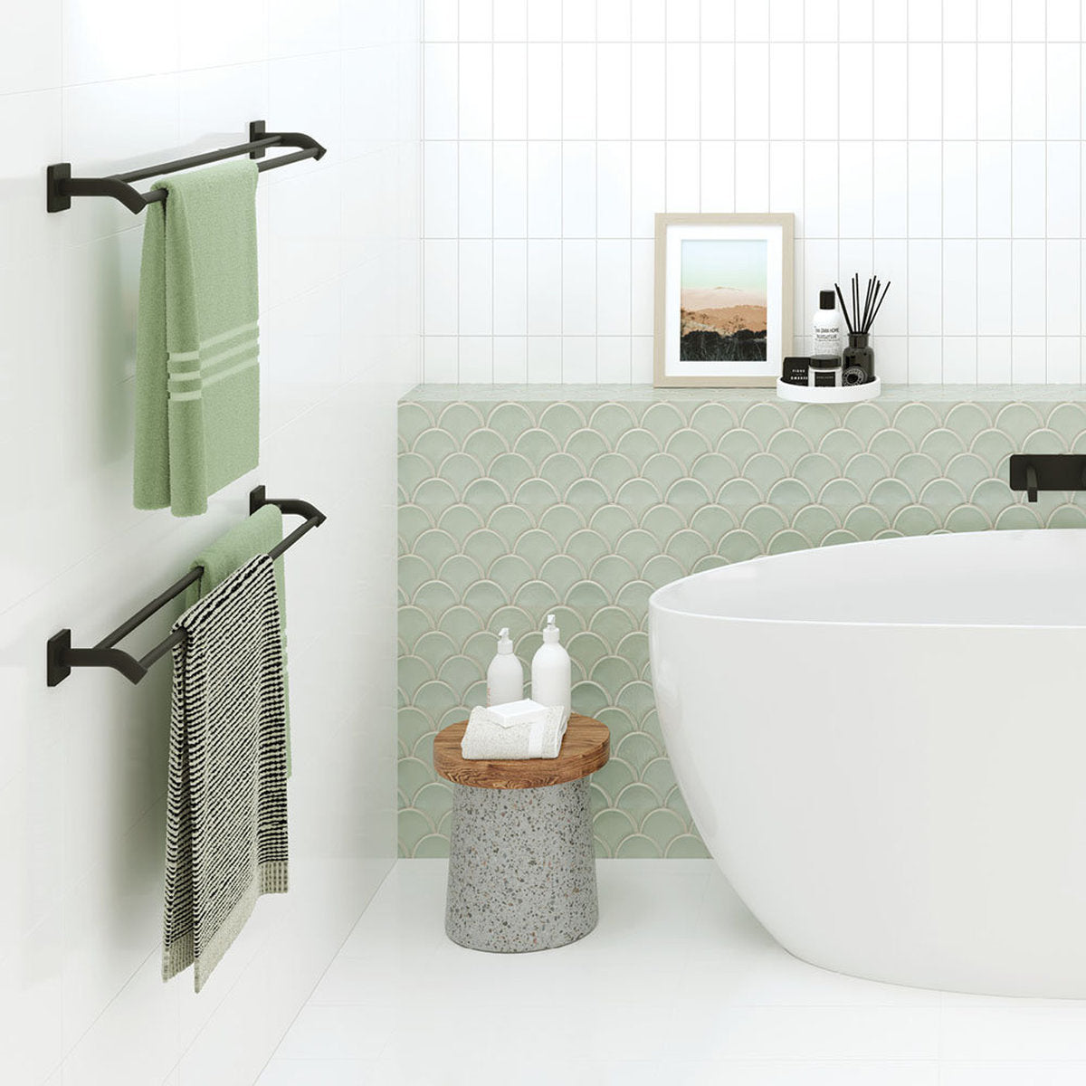 Fienza Sansa Double Towel Rail, 900mm, Matte Black