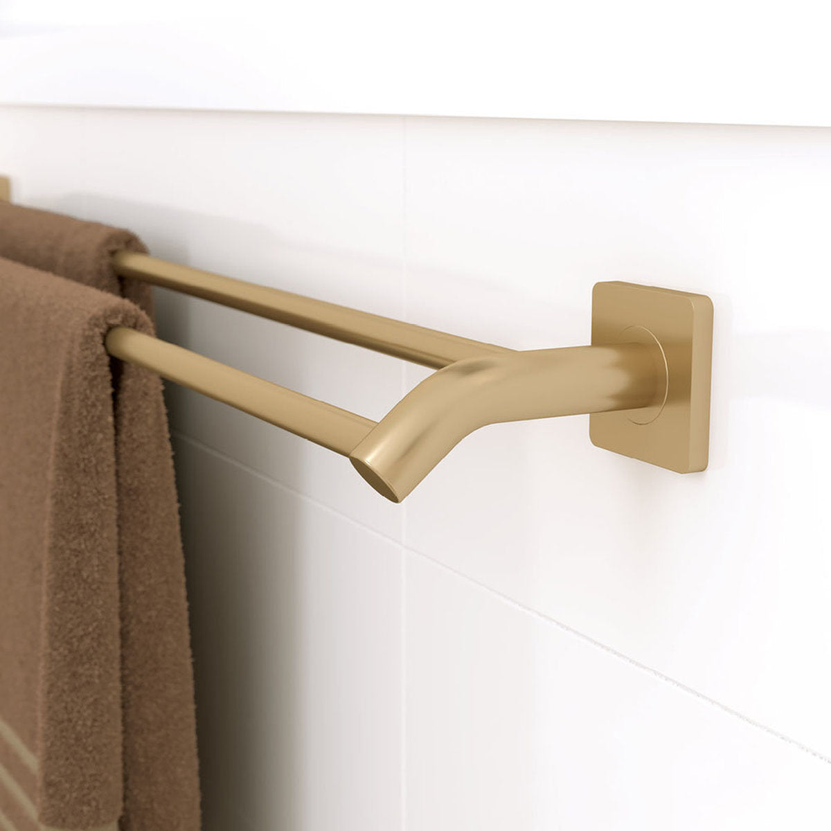 Fienza Sansa Double Towel Rail, 900mm, Urban Brass