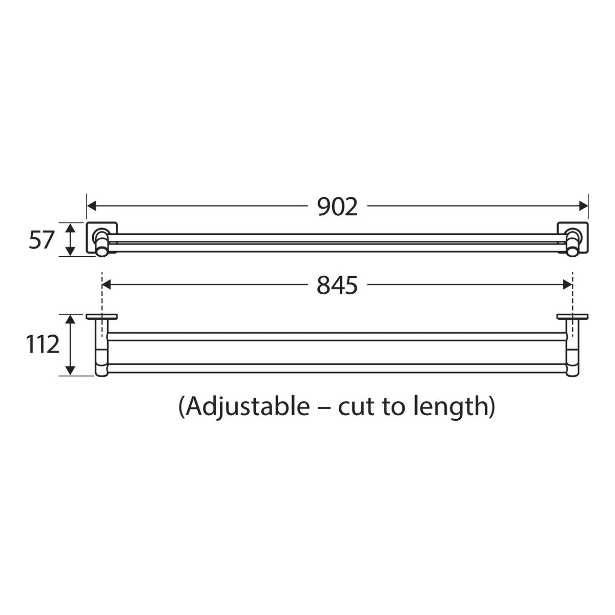 Fienza Sansa Double Towel Rail, 900mm, Brushed Nickel