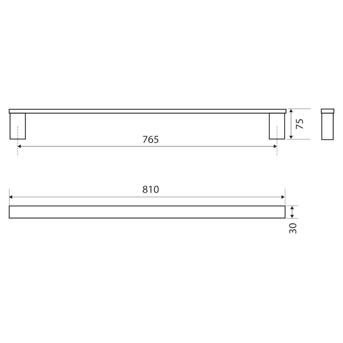 Koko Single Towel Rail, 810mm, Matte Black