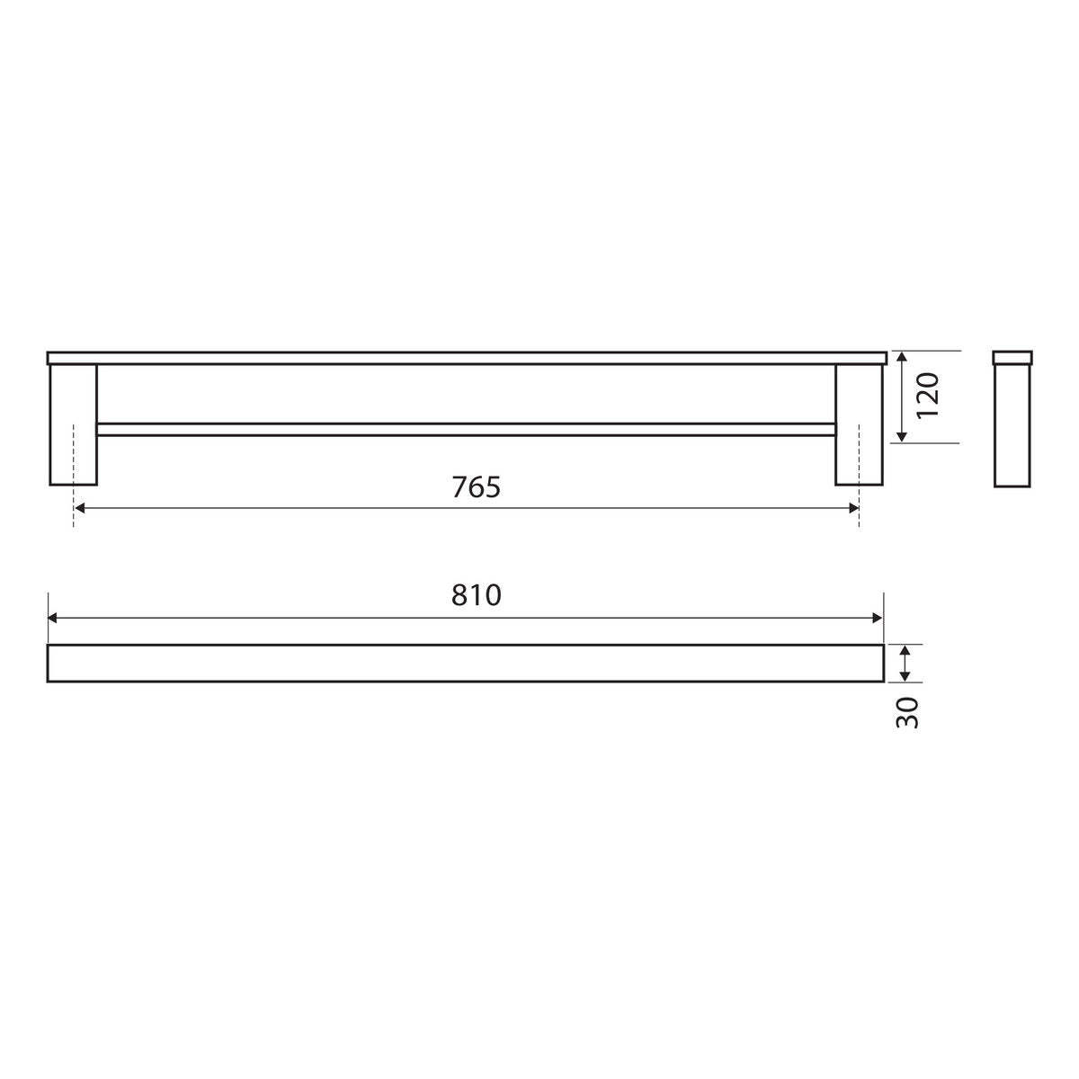 Fienza Koko Double Towel Rail, 810 mm, Matte Black