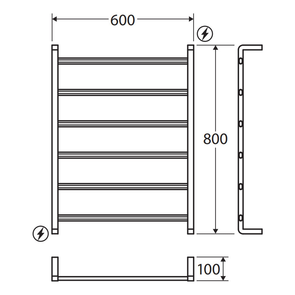 Fienza Tono Heated Towel Rail, 600x800mm, Gun Metal