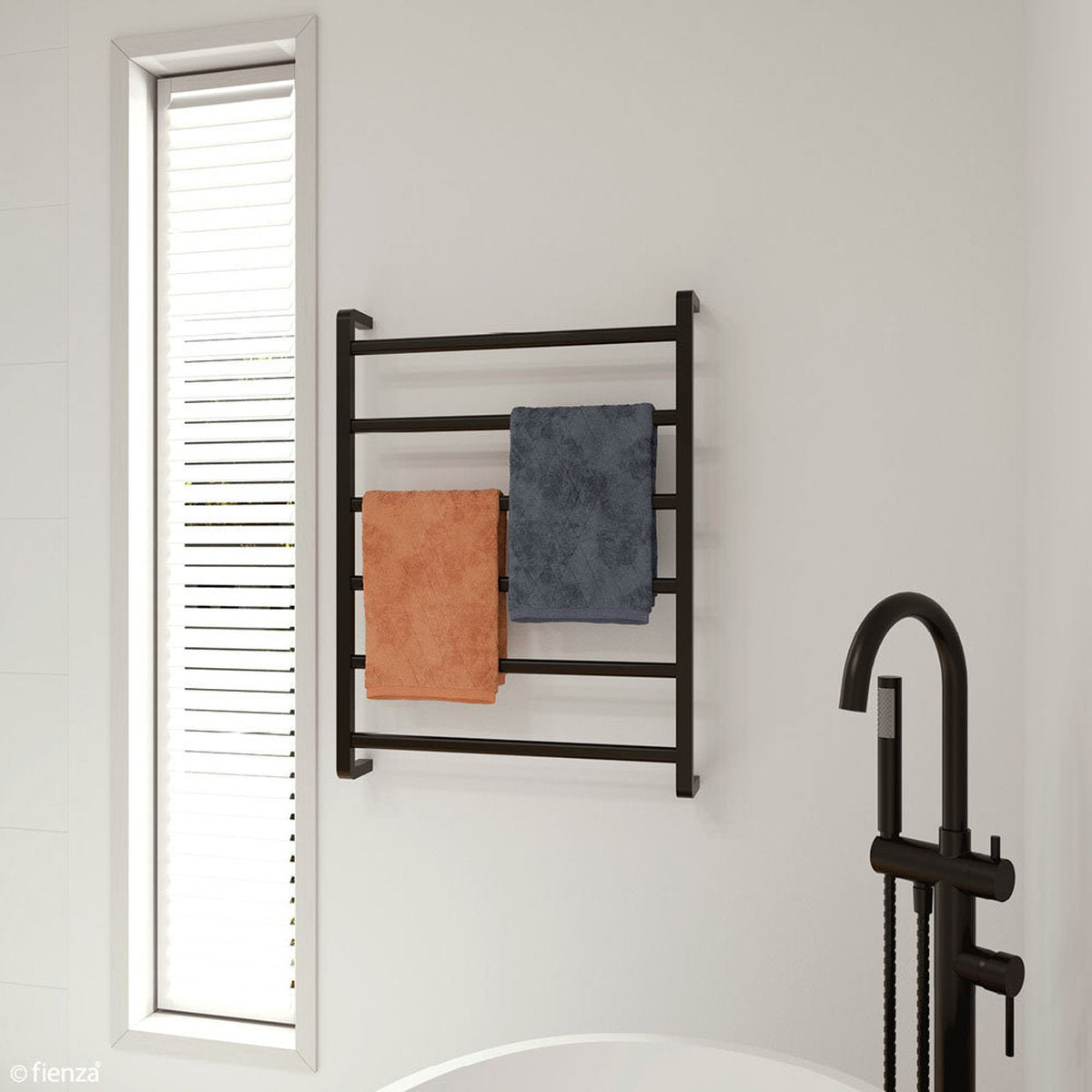 Fienza Tono Heated Towel Rail, 600x800mm, Matte Black