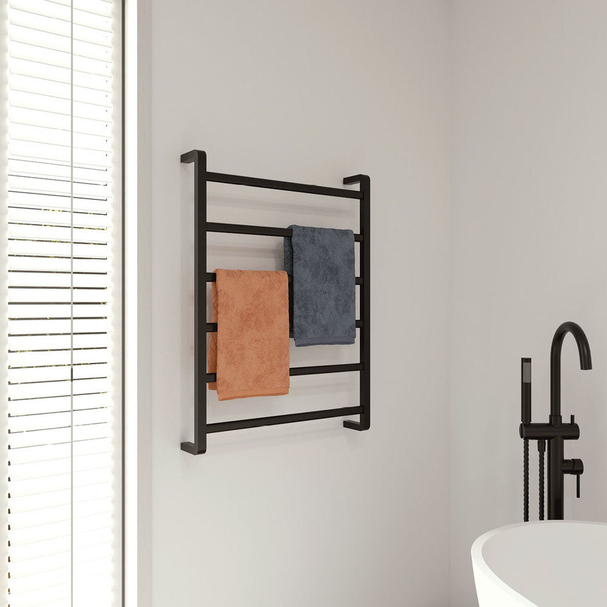 Fienza Tono Heated Towel Rail, 600x800mm, Matte Black