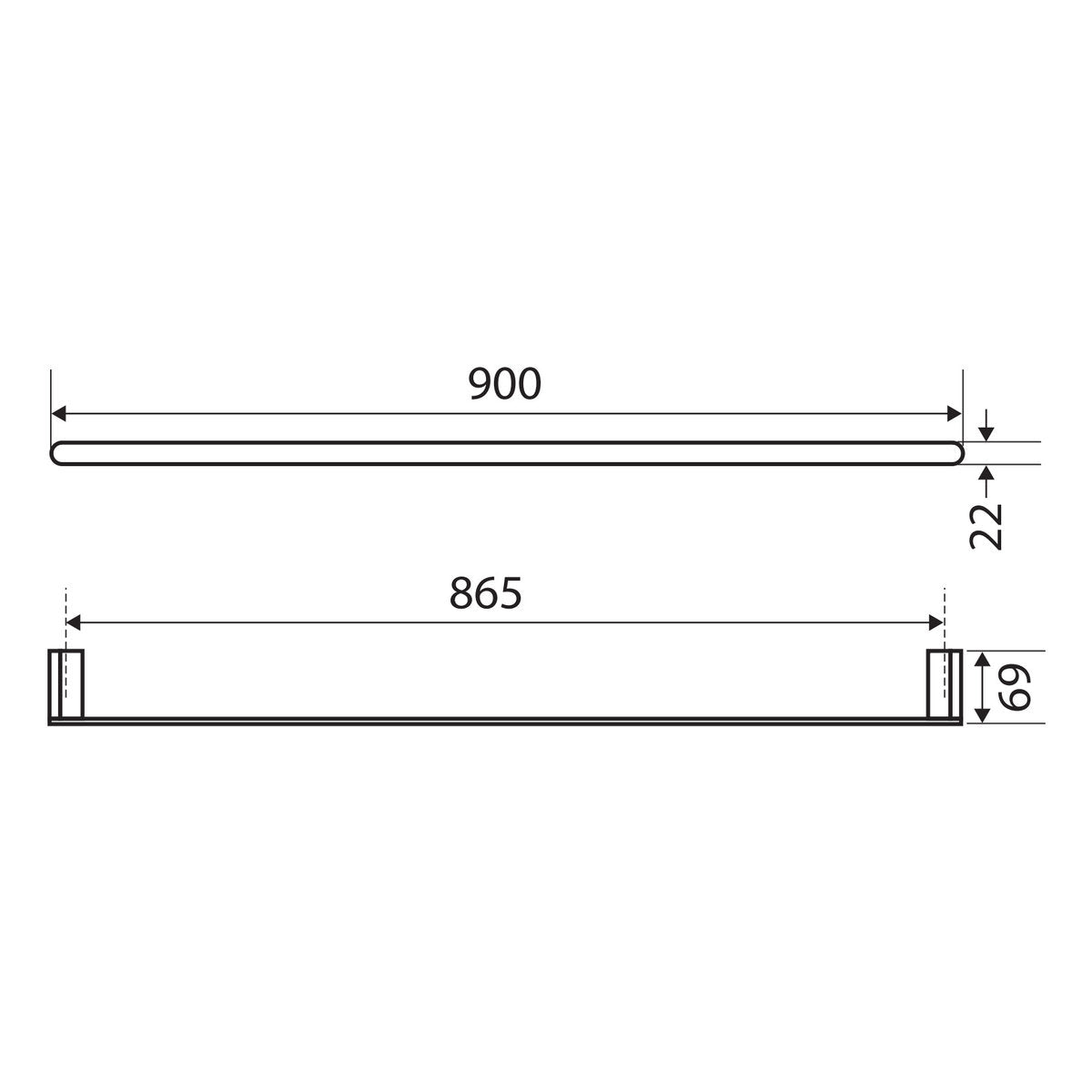 Fienza Lincoln Single Towel Rail, 900mm, Mixed Finish