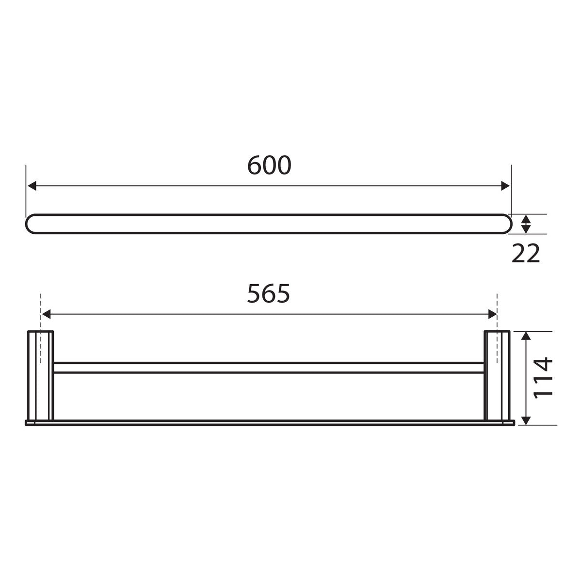 Fienza Lincoln Double Towel Rail, 600mm, Mixed Finish