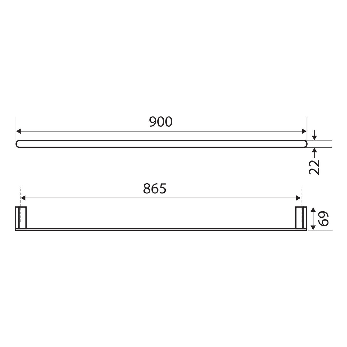 Fienza Lincoln Single Towel Rail, 900mm