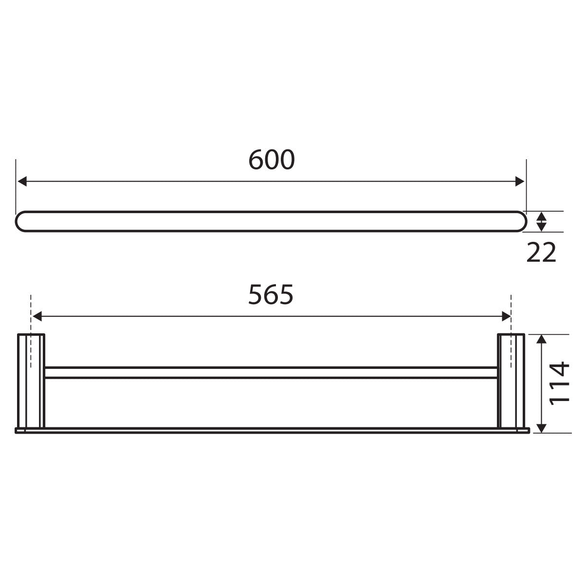 Lincoln Double Towel Rail - 600 mm
