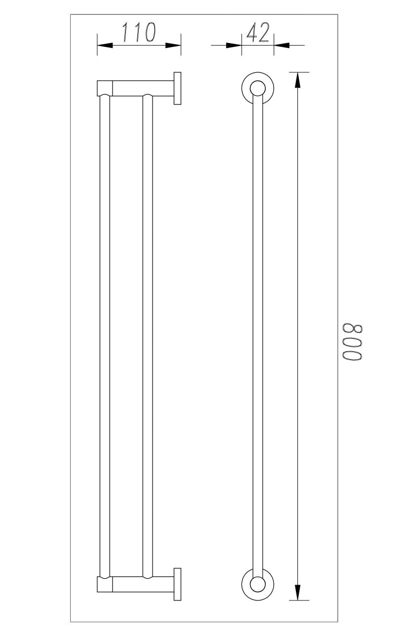 Cioso 800mm Double Towel Rail Brushed Nickel