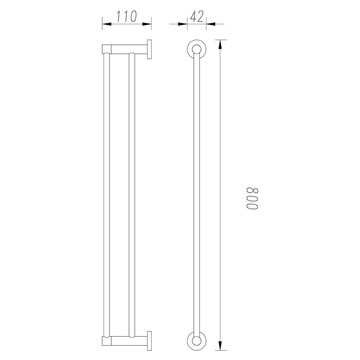 Cioso 800mm Double Towel Rail in Gun Metal