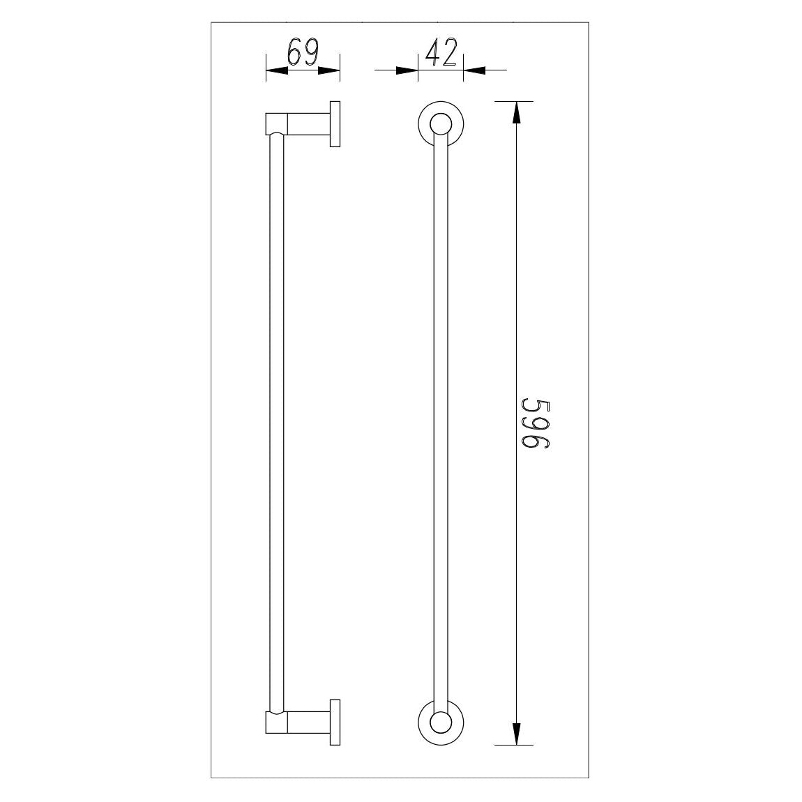 Cioso 600mm Single Towel Rail Modern Brass