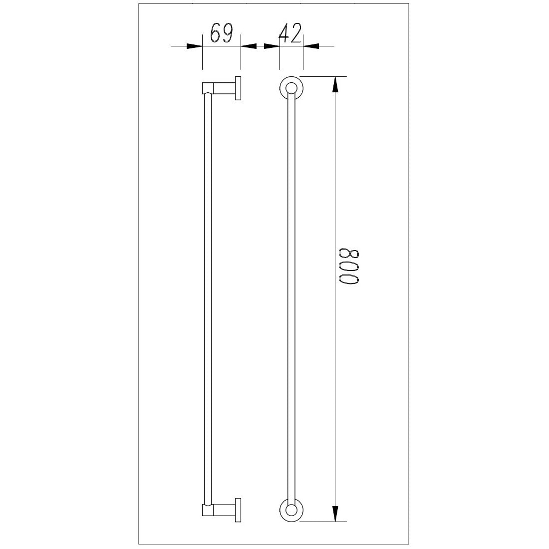 Cioso 800mm Single Towel Rail Modern Brass