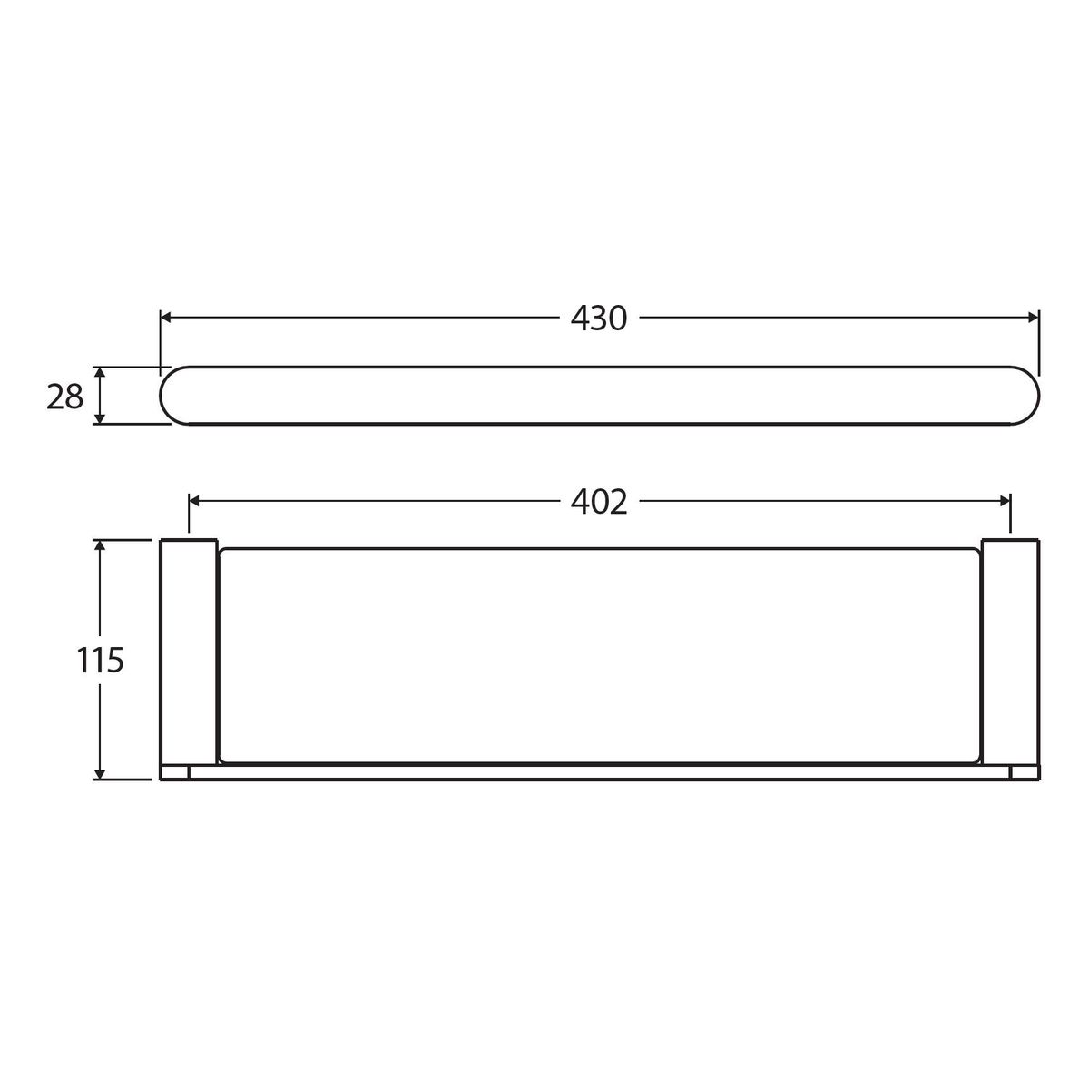 Empire Slim Glass Shelf, Brushed Nickel