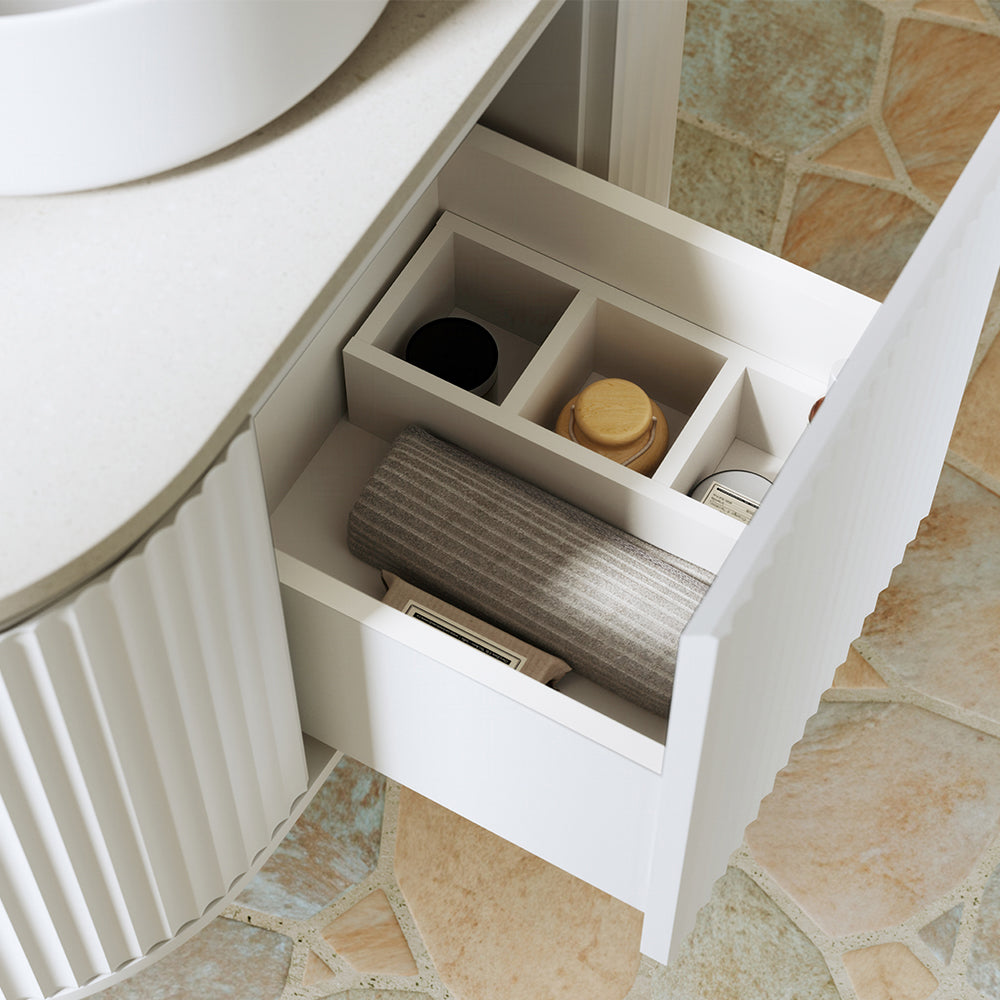 Fienza Empire Pill Satin White 900 Wall Hung Cabinet