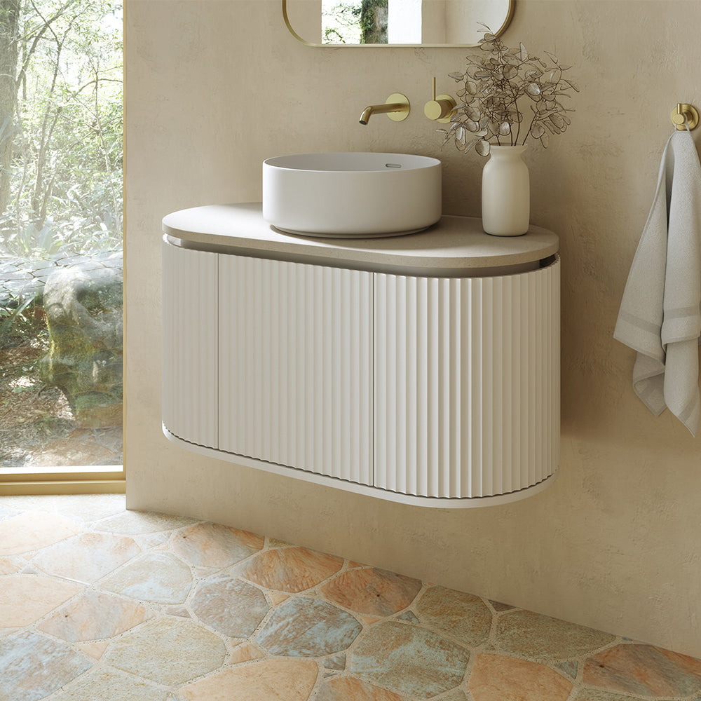 Fienza Empire Pill Satin White 900 Wall Hung Cabinet