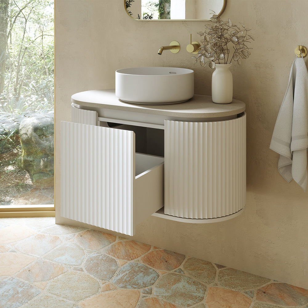 Fienza Empire Pill Satin White 900 Wall Hung Cabinet