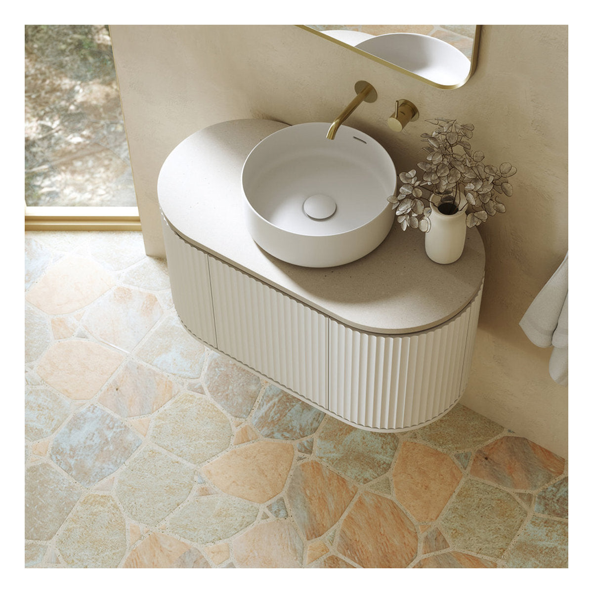Fienza Empire Pill Satin White 900 Wall Hung Cabinet