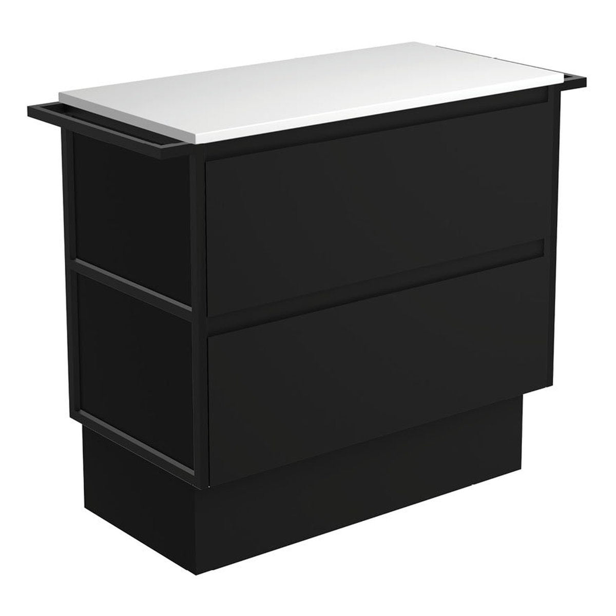 Fienza Amato Satin Black 900 Cabinet On Kickboard, Matte Black Towel Rails